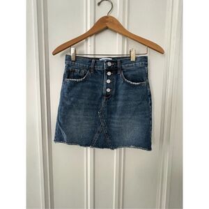 Old Navy raw hem button down denim jean skirt 14